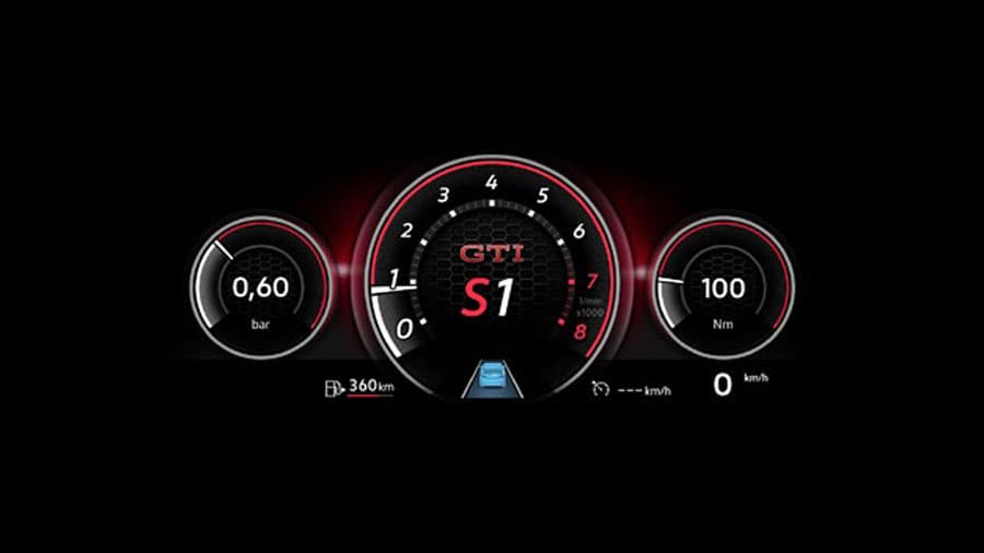 Bảng đồng hồ trung tâm kiểu GTI hỗ trợ hiển thị thông tin rõ ràng và